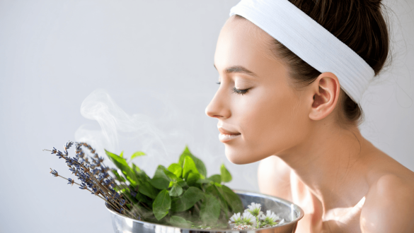 face steam with herbs